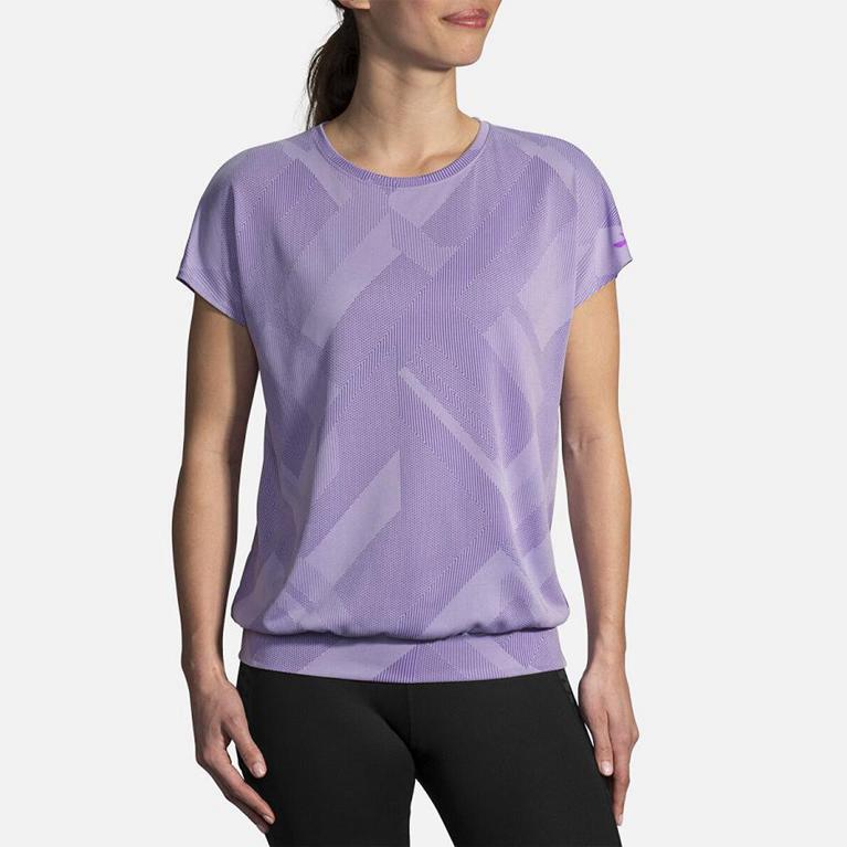 Brooks Array Short Sleeve Running Shirt - Women's - Purple (85732-UHQI)